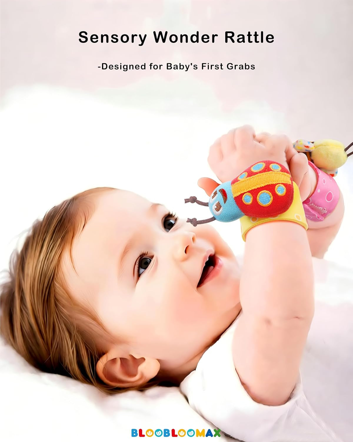 Wrist Rattle Socks and Foot Finder Set, Infant Girl Boy Toys for Babies 0-36 Months, Newborn Hand & Foot Toys for 0 to 3 Years, Baby Shower Gifts Set (Red Gift Box)