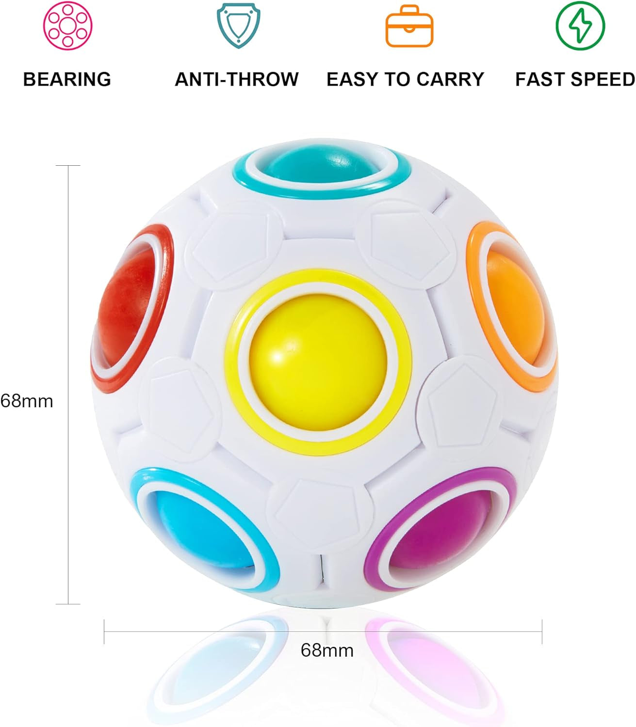 Magic Rainbow Puzzle Ball, Fidget Ball Puzzle Brain Teaser Fidget Toy- Birthday Party Easter Valentines Christmas Stocking Stuffers for Kids Teen & Adults(White&Blue&Green)