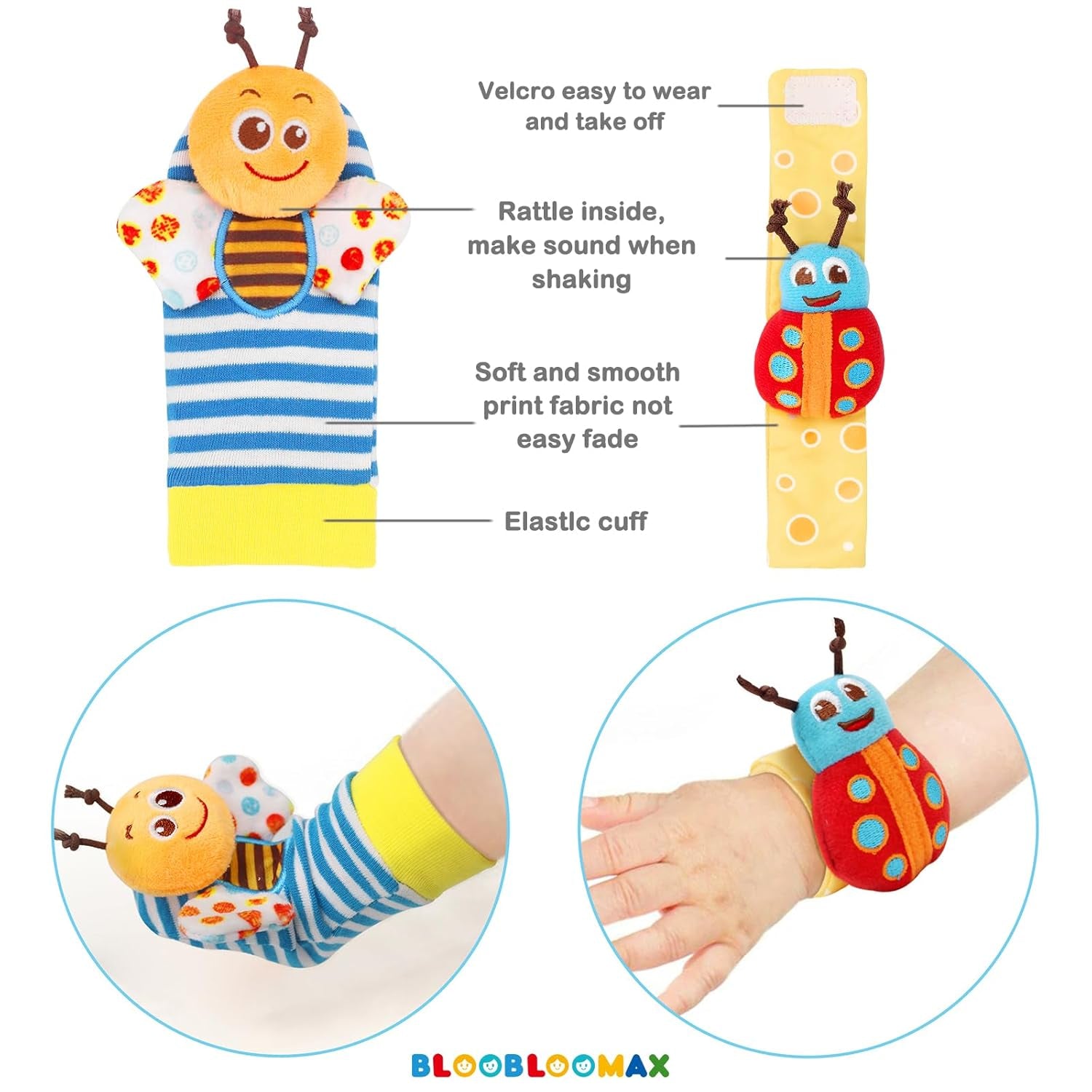 Wrist Rattle Socks and Foot Finder Set, Infant Girl Boy Toys for Babies 0-36 Months, Newborn Hand & Foot Toys for 0 to 3 Years, Baby Shower Gifts Set (Red Gift Box)