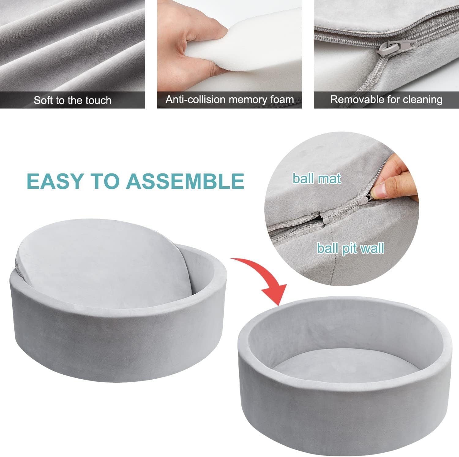 Airwitty Ball Pit with 2Pcs Covers- Fun Santa, Sleigh, Coming down Chimney & Leaving Presents. Soft, Thick Foam, Machine Washable (Balls Not Included) , Anti-Wrinkle for Babies(Gray + Blue Christmas)