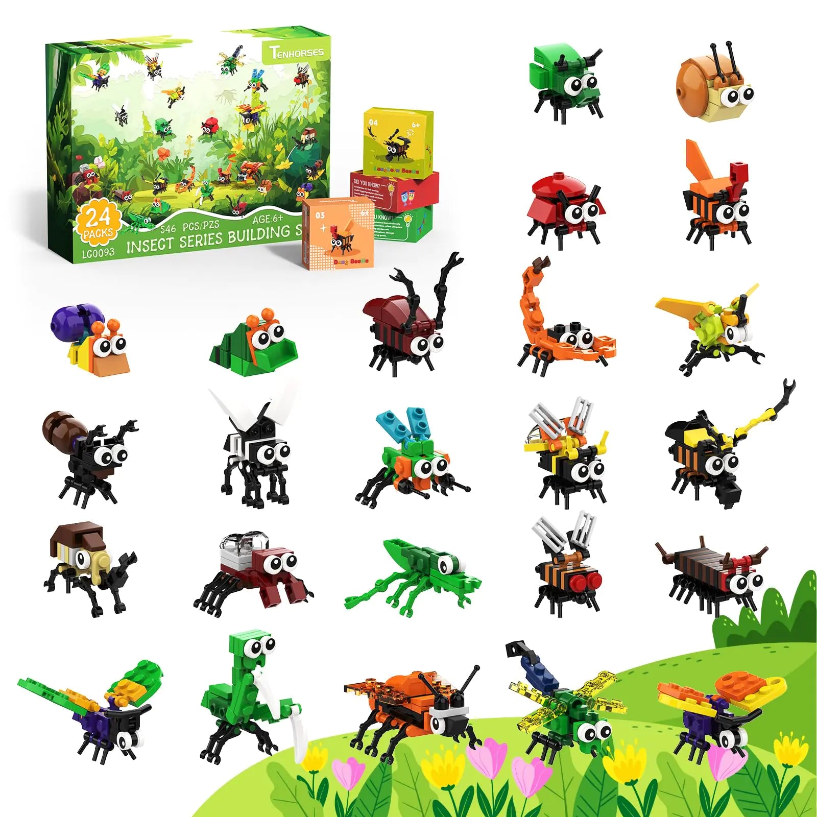 Party Favors for Kids 24 Pack Insect Building Sets Bulk Educational Bug Blocks Toy for Valentines Day Classroom Prizes Goodie Bags EasterChristmas Birthday Party Gifts for Boys and Girls
