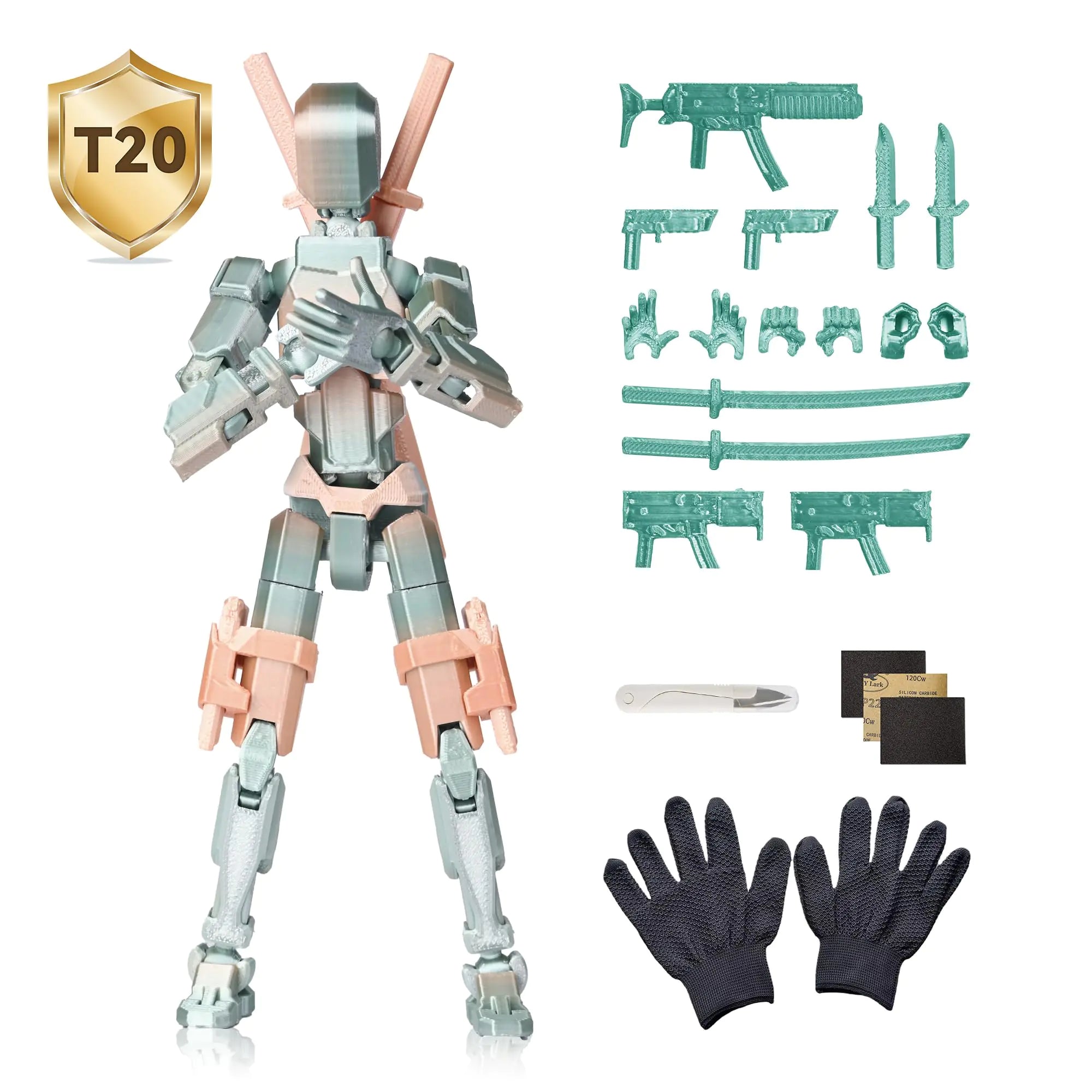 LWPFSD 【Assembly Required】 Dummy 13 8in 3D Printing Lucky 13 Action Figures Titan 13 Action Figures Multi-Jointed Movable，with Gloves and Scissors (20cm - Candy)