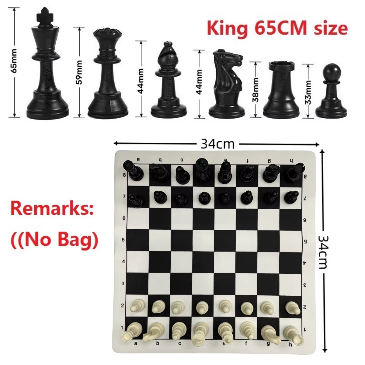 65/75/95Mm Chess Pieces Adult Children Chess Intellectual Toys Plastic Chess Character Championship Game Toys