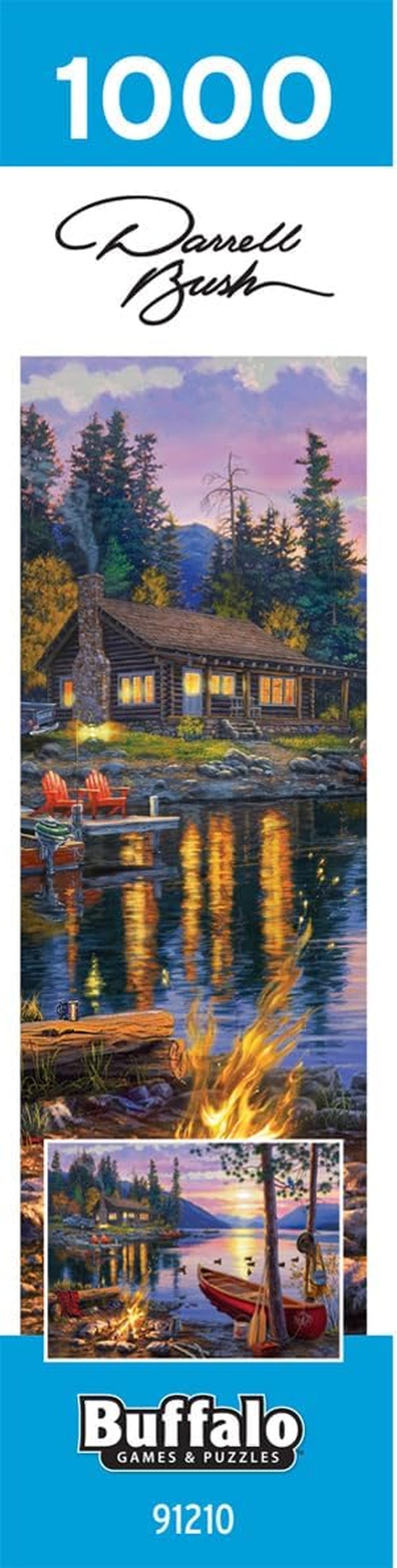 - Canoe Lake 1000 Piece Puzzle for Adults - Jigsaw Puzzles – Darrell Bush Cabin Sunset Artwork with Poster – Challenging Outdoor Nature Scene
