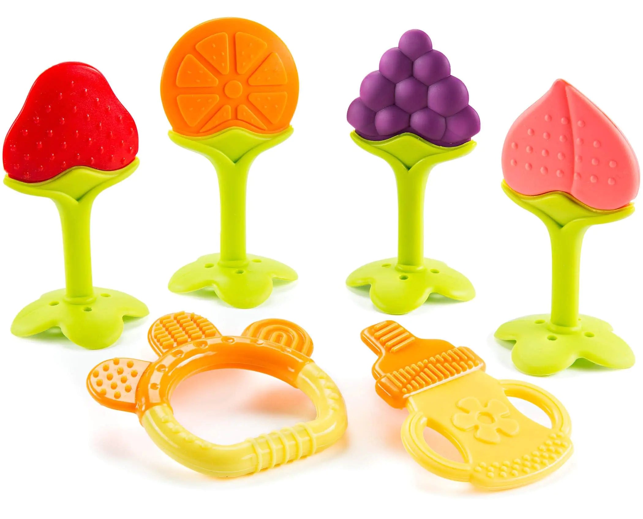 Baby Teether Toys for Babies 0-6 Months Newborn Infant Baby Teethers Freezer Safe Silicone Baby Teether Toys Frozen Teething Toys for Babies 0-6 Months Baby Teethers Toys 6 Pack - Perfect Baby Gift