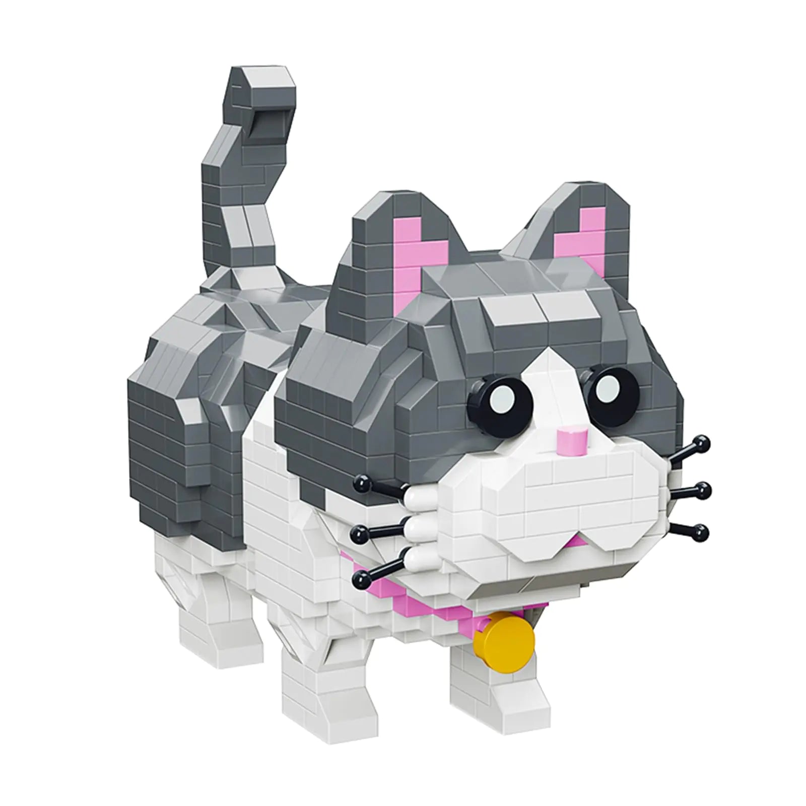 Pet Cute Gray Cat Building Sets Micro Building Blocks Cats Cute Animal Series Micro Mini Building Blocks Kit Cat Mini Building Blocks for Boys & Girls (Cat - 673Pcs)
